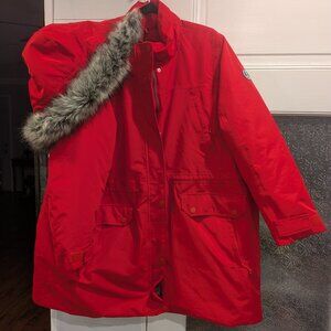 Land's End Size 3X Women's Red Expedition Down Waterproof Hooded Winter Parka